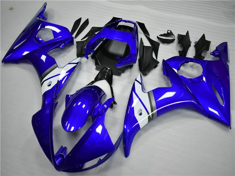 Amotopart 2003 2004 Yamaha YZF R6 Verkleidung Blau Weiß Kit