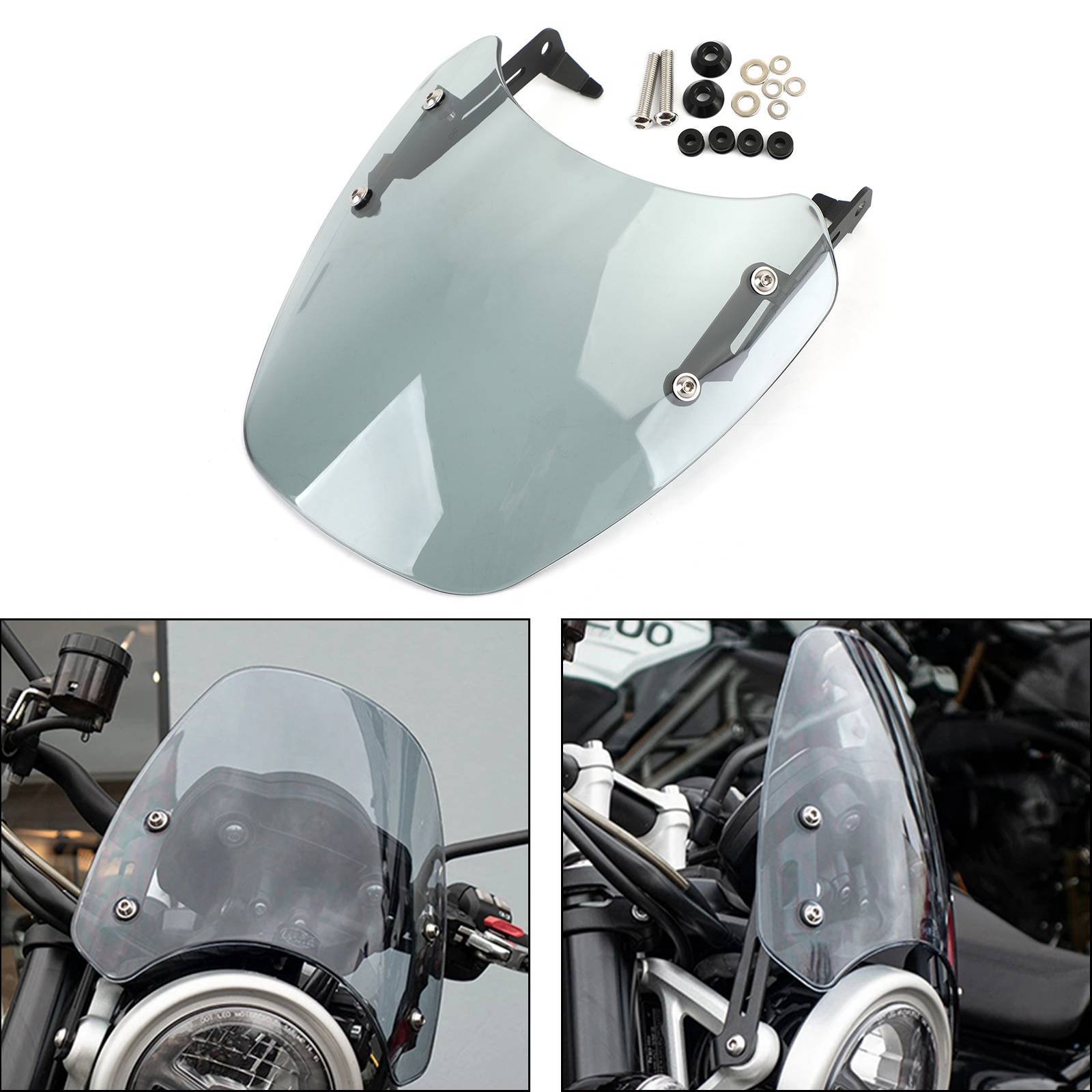Motorcycle Windshield WindScreen for Triumph SCRAMBLER 1200 2019-2021 Gray Generic