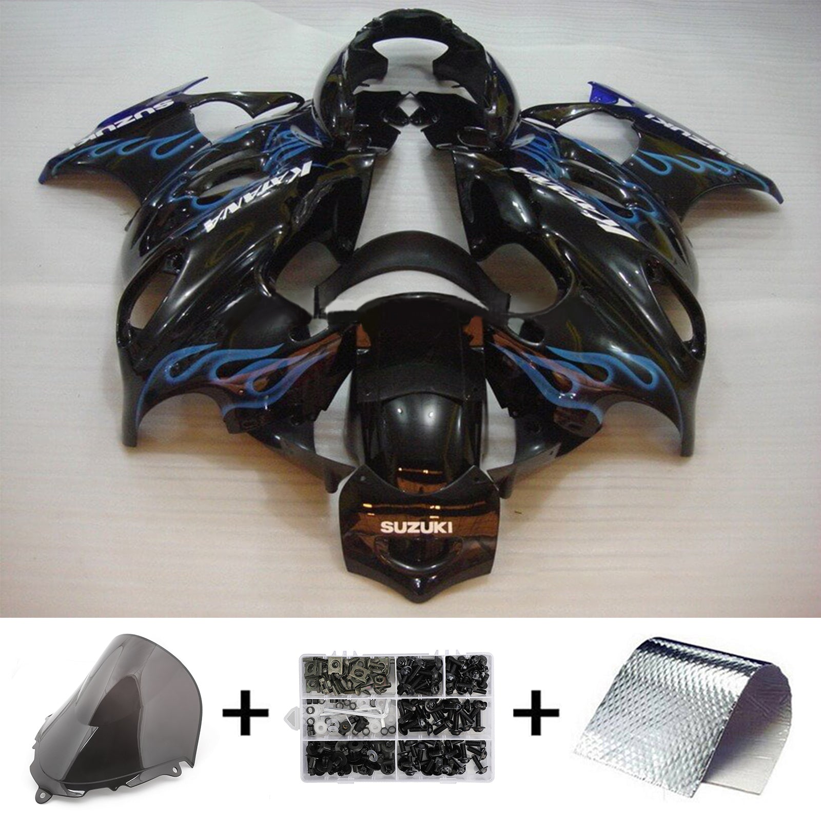 Amotopart Verkleidungssatz für Suzuki Katana GSXF600/750, 1998–2006, Blau/Schwarz