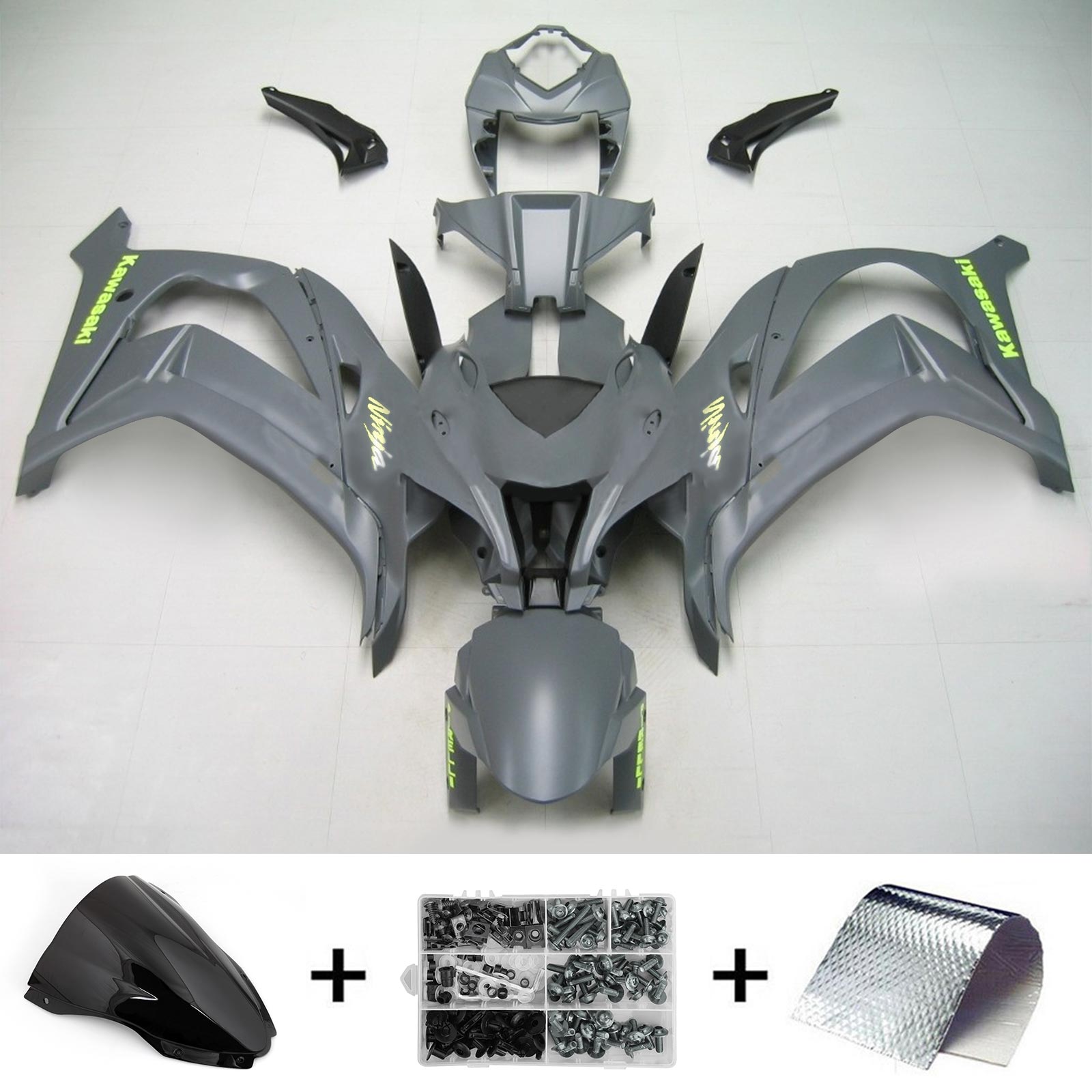 Amotopart 2021-2025 KawasakiZX10R ZX10RR Grey Fairing Kit