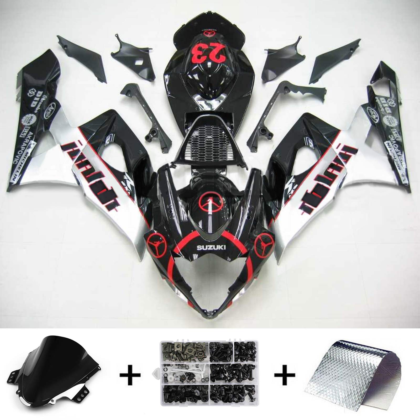 Amotopart 2005-2006 Suzuki GSXR1000 Fairing Jordan White&Black Kit