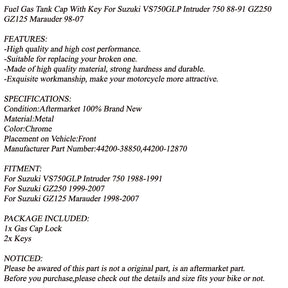 Fuel Gas Tank Cap Keys For Suzuki GZ250 GZ125 Marauder 98-07 Intruder VS750GLP