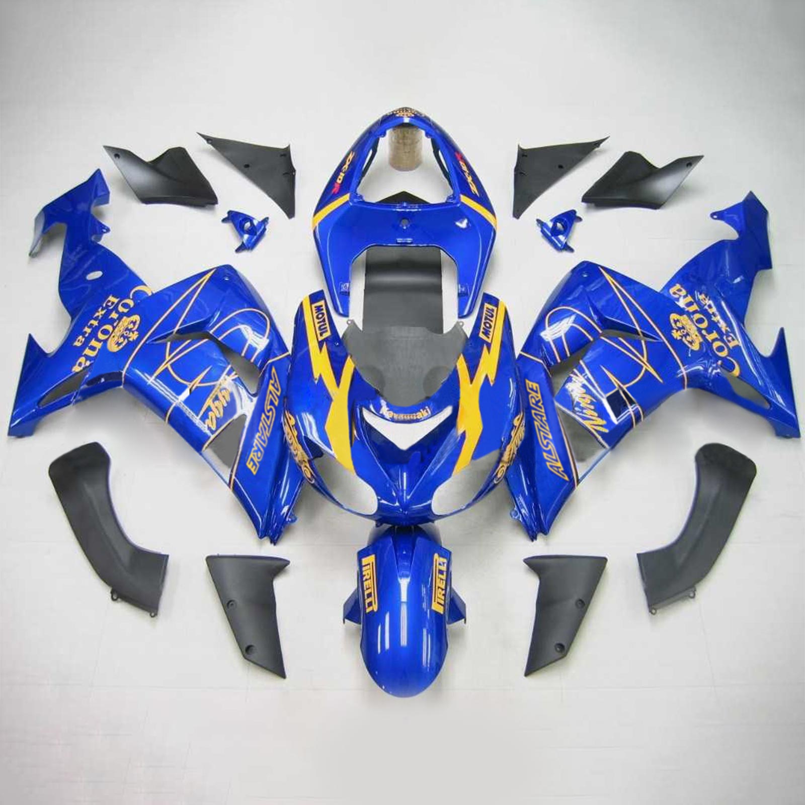 Amotopart  Kawasaki ZX10R 2006-2007 Blue Yellow Fairing Kit