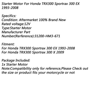 Motorino di Avviamento Elettrico per Honda TRX300 Sportrax 300 X 2009 31200-HM3-671
