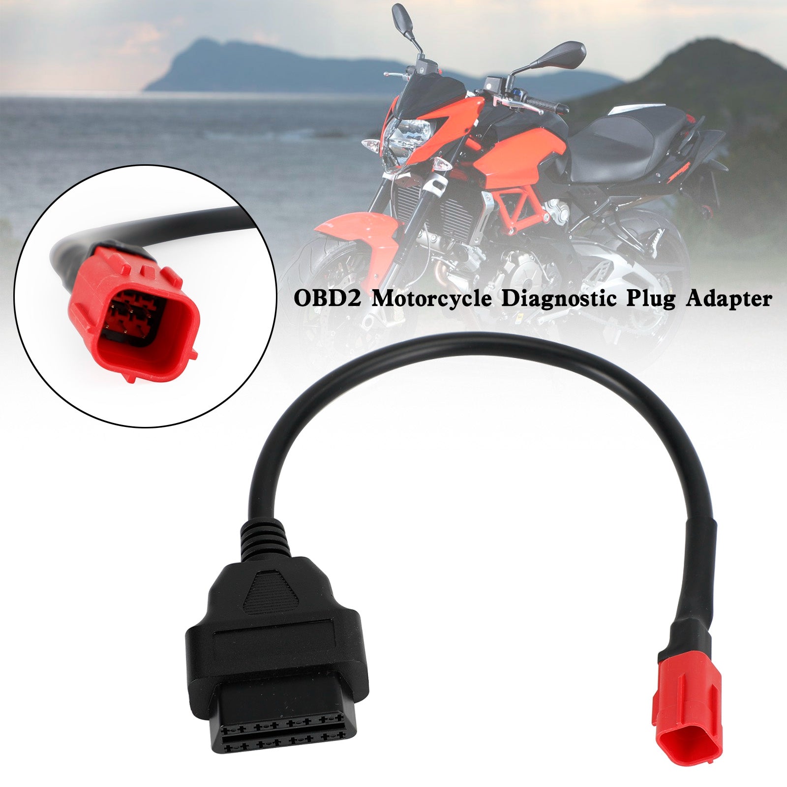 Cable de motocicleta OBD2 para Honda Cable de diagnóstico de enchufe de 6 pines a adaptador genérico de 16 pines