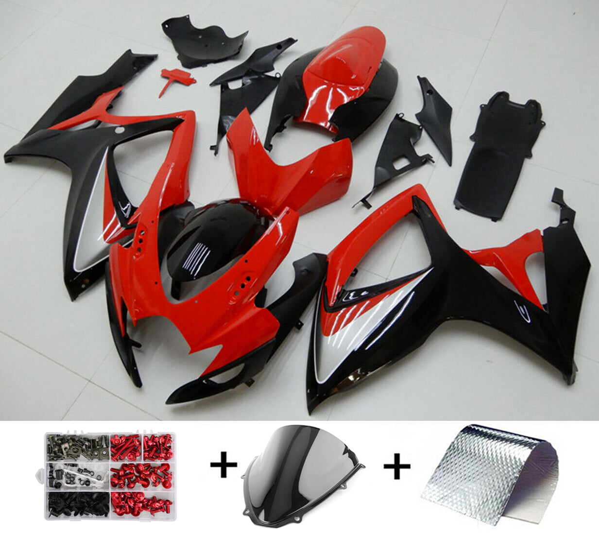 Amotopart Fairings Suzuki GSXR600 750 2006-2007 Fairing Red Black Fairing Kit