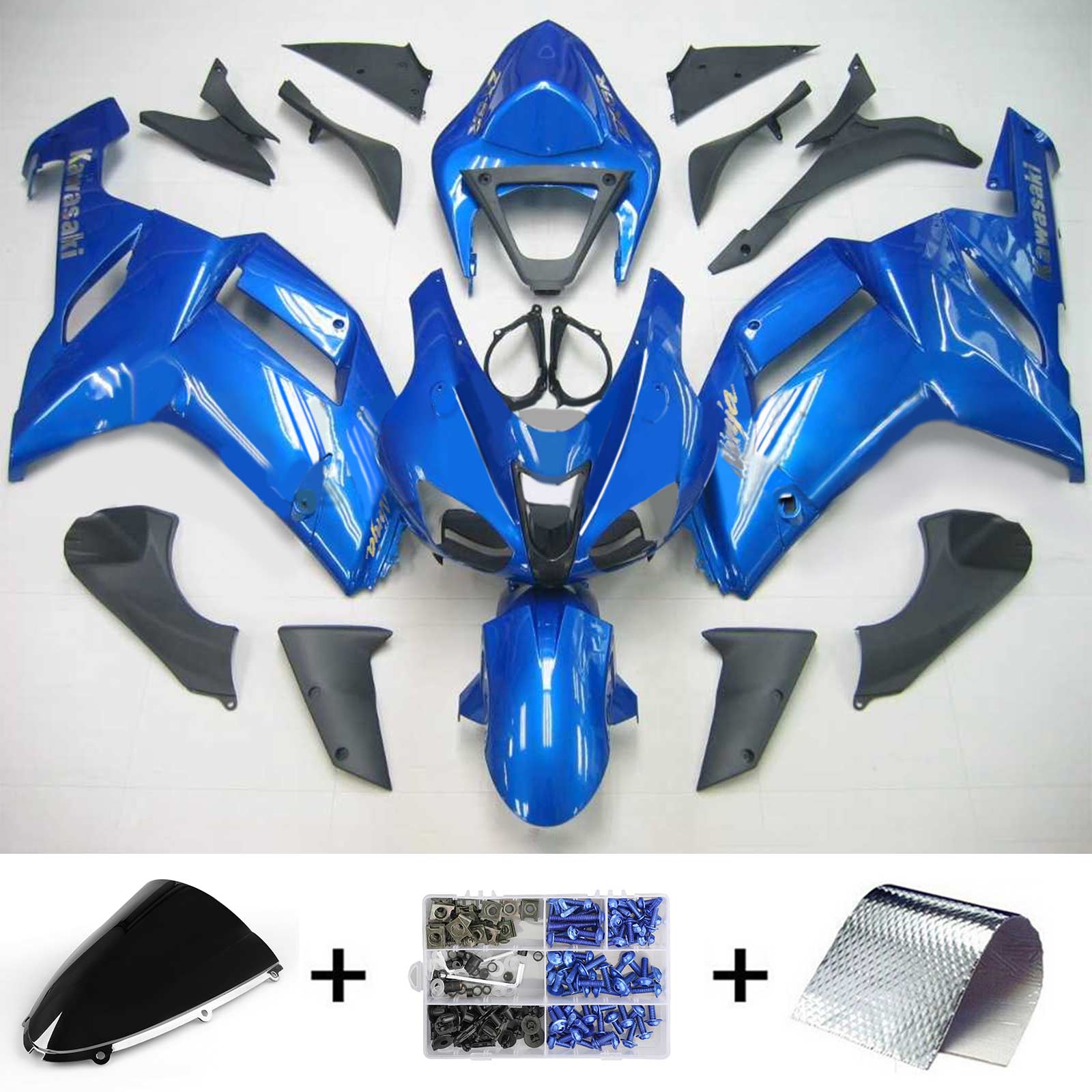 Amotopart Kawasaki 2007-2008 ZX6R 636 Blue Fairing Kit