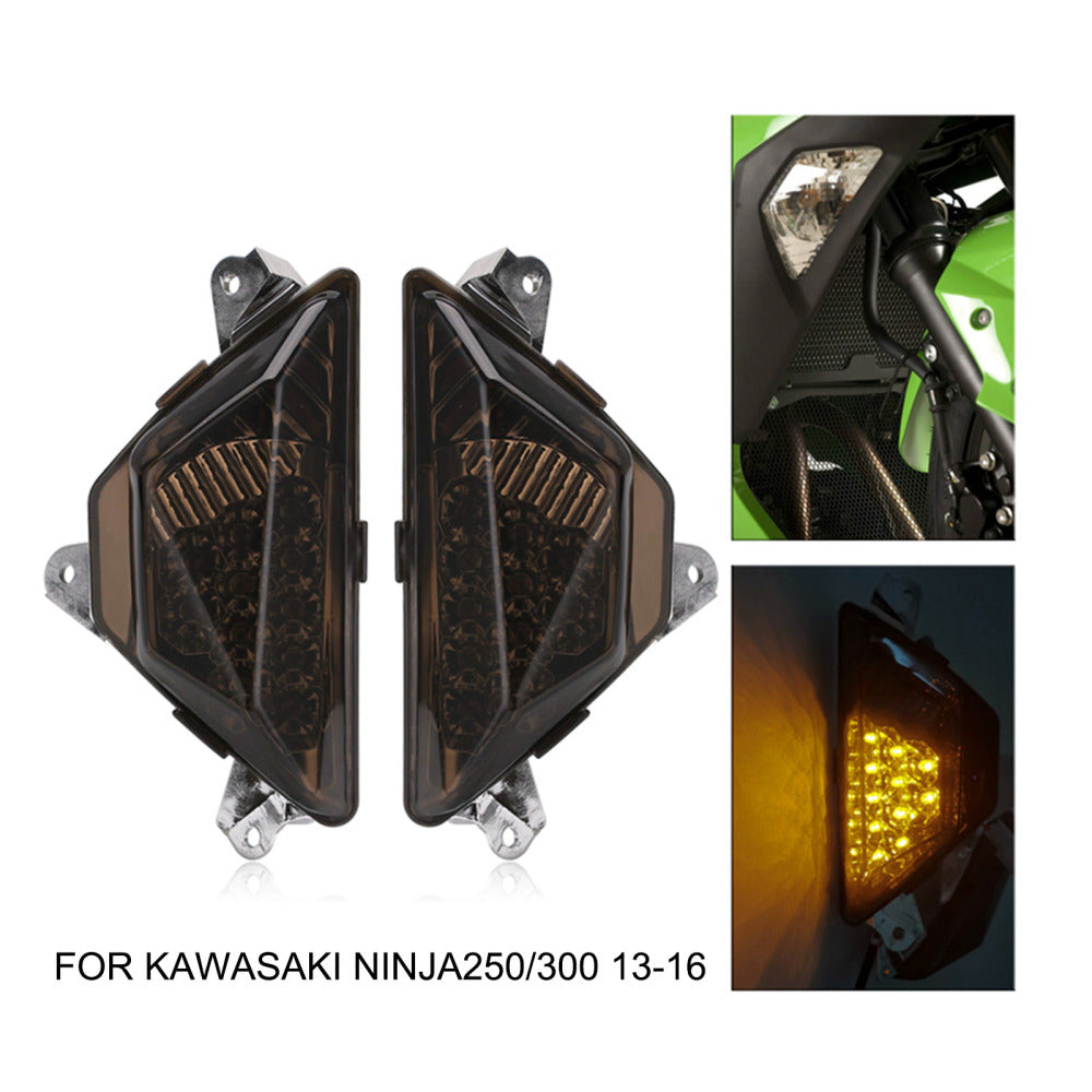 Luz LED de intermitente delantero para motocicleta, lámpara para KAWASAKI NINJA 250 300 2013-2016, genérica