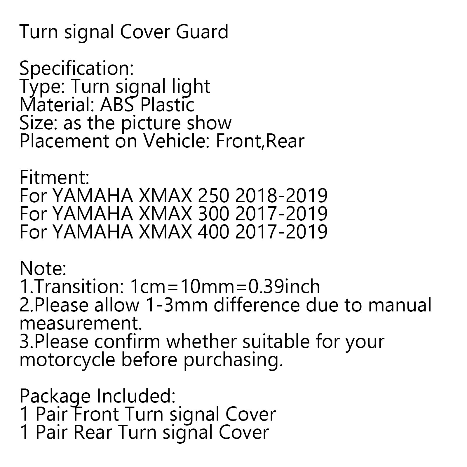 Motorrad-Blinkerabdeckung vorne hinten für Yamaha XMAX 250 300 400