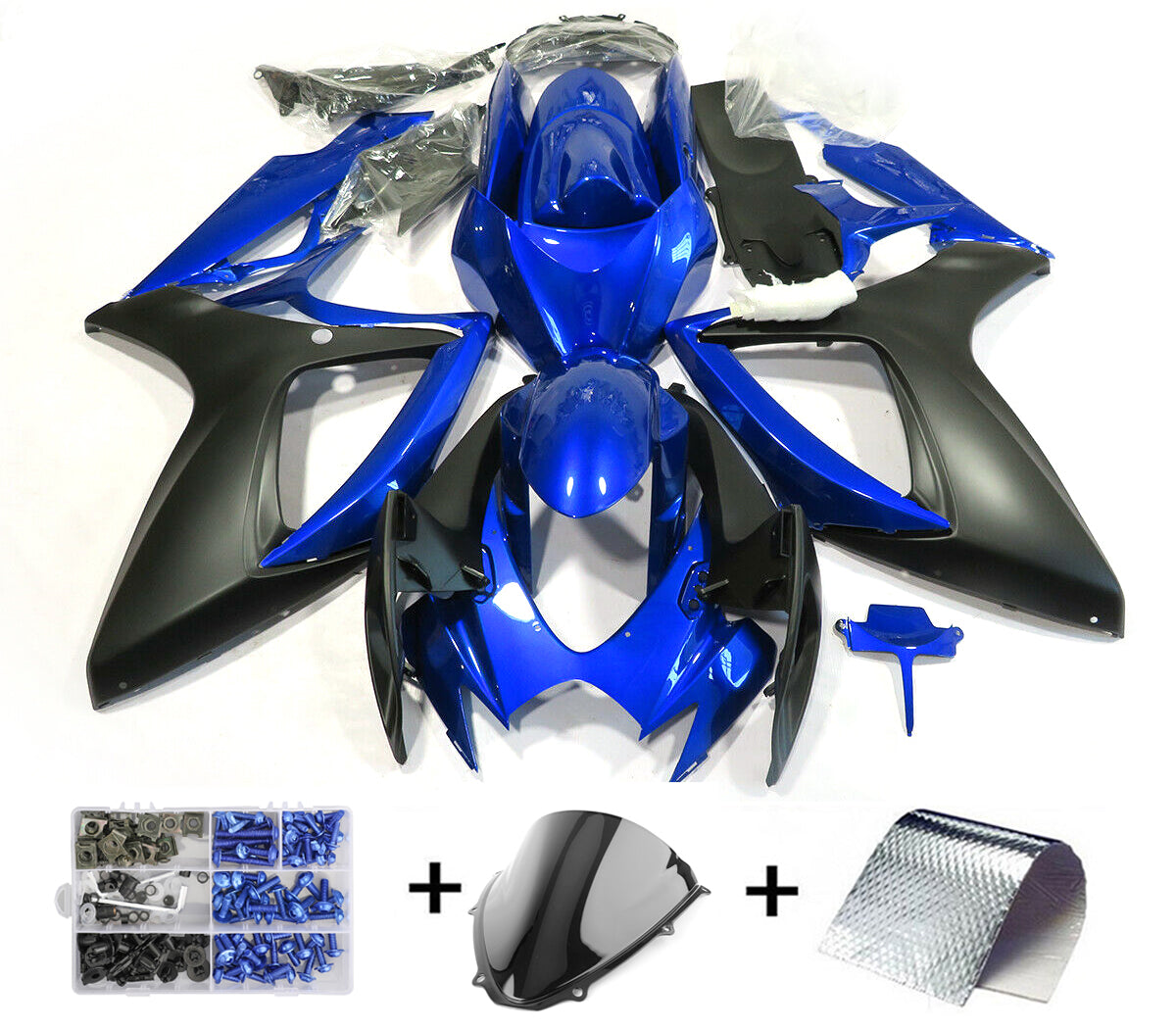 Amotopart Carene Suzuki GSXR600 750 2006-2007 Carena Blu Nero Kit carena