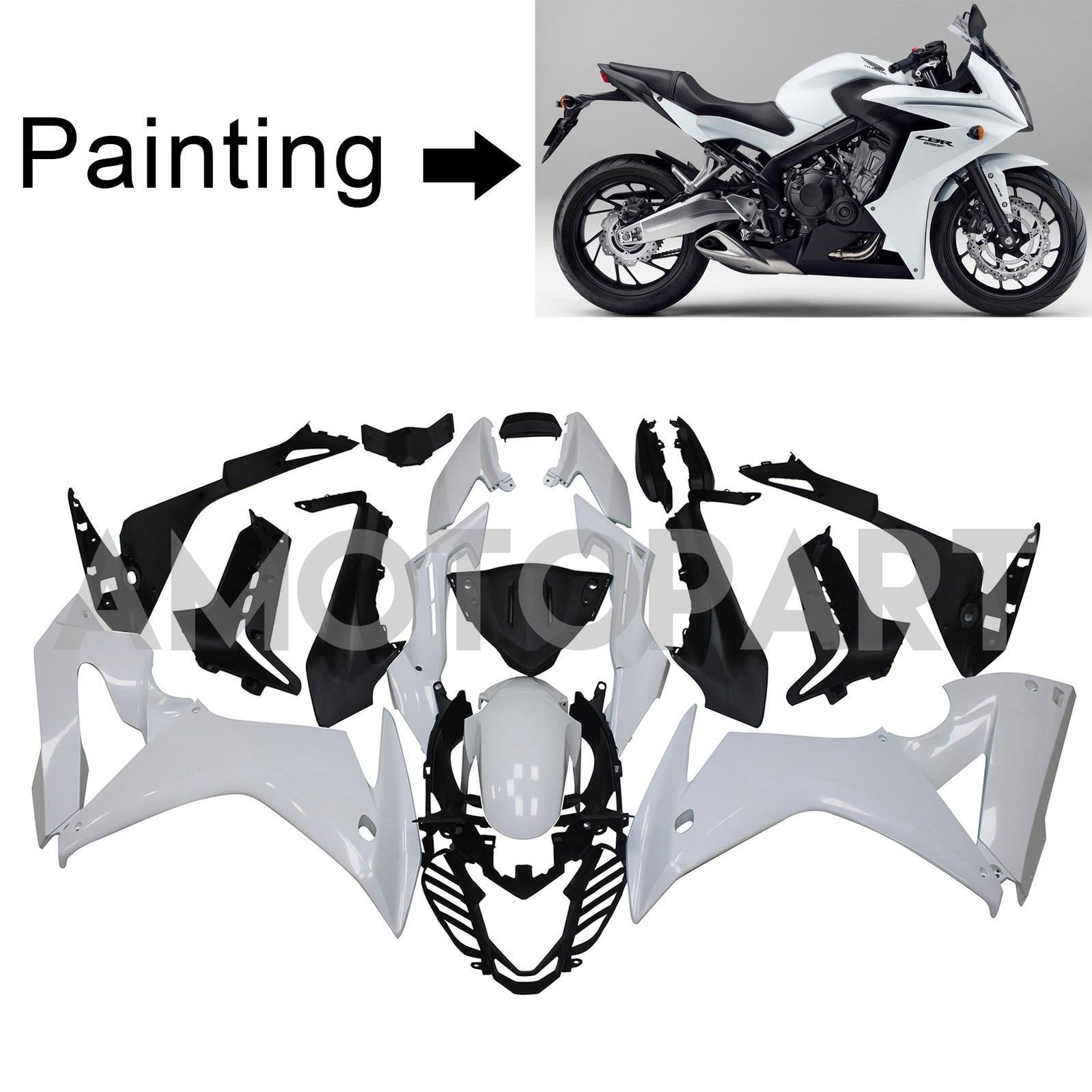 Amotopart Honda CBR650F 2014-2016 White Style1 Fairing Kit