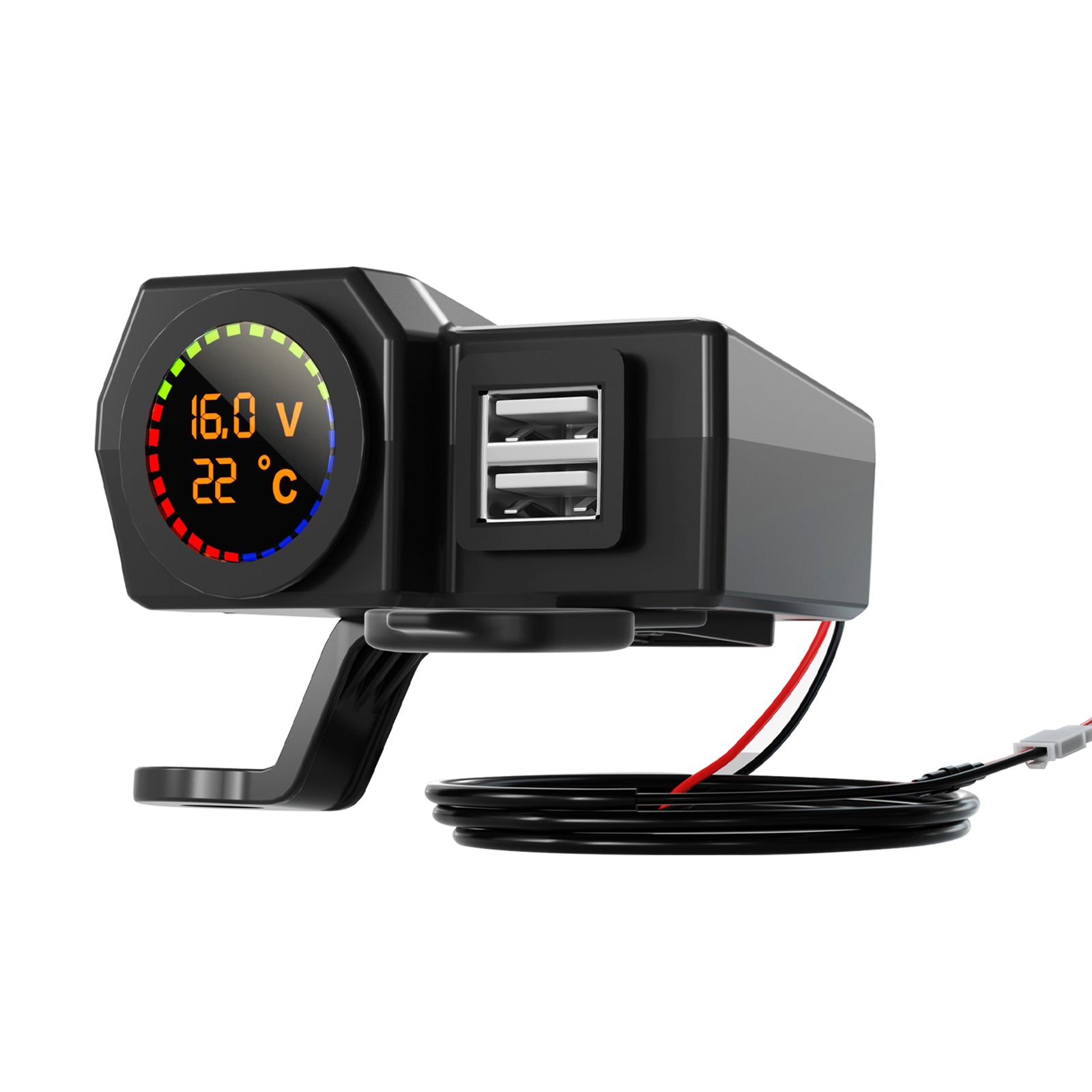 Qc3.0 Voltmeter Telefonladehalterung Temperaturmesser für Motorradroller BlackB Generic