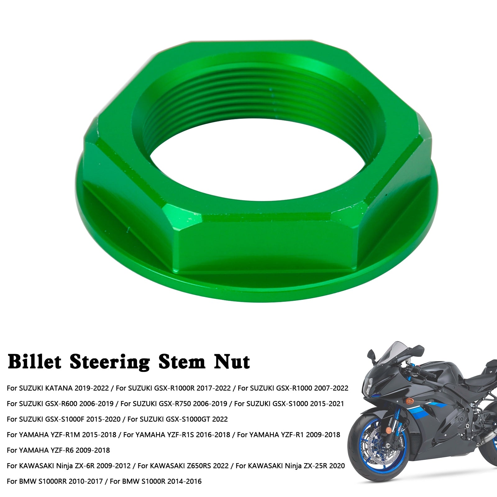 Écrou de tige de direction en billette, pour SUZUKI GSXR 600/750 YZF-R1 ZX6R S1000RR