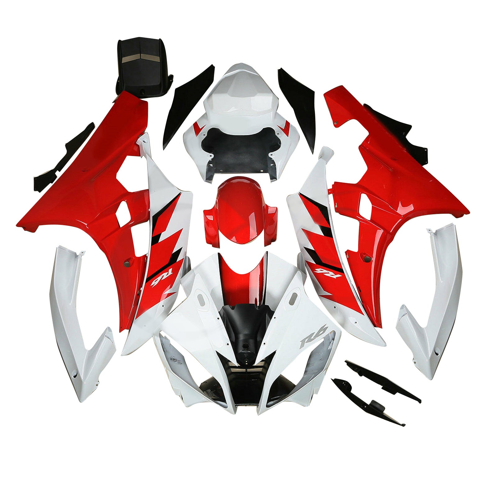 Amotopart 2006-2007 Yamaha YZF-R6 Kit de carénage rouge et blanc