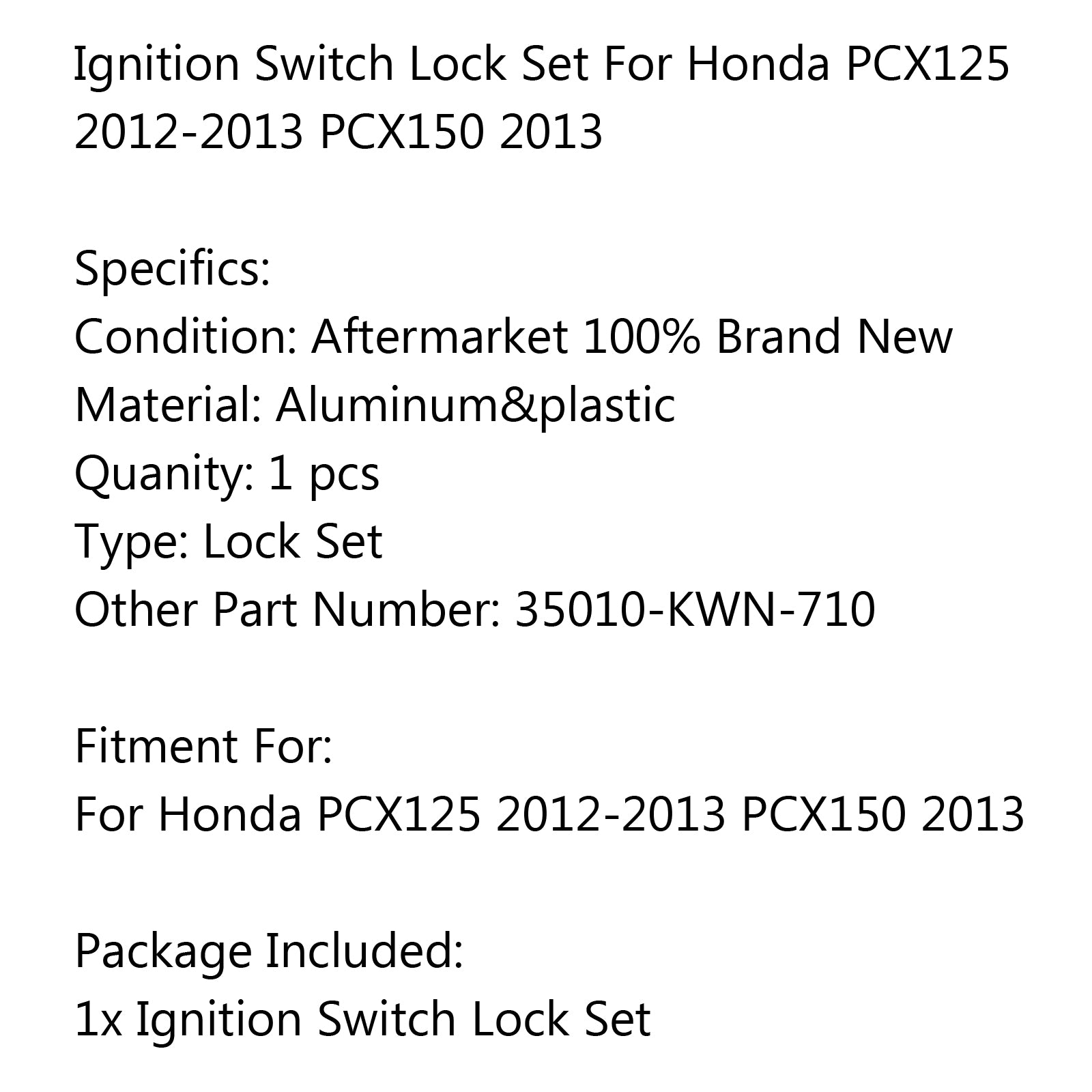 点火スイッチロックセット 35010-KWN-710 ホンダ PCX125 2012-2013 PCX150 2013