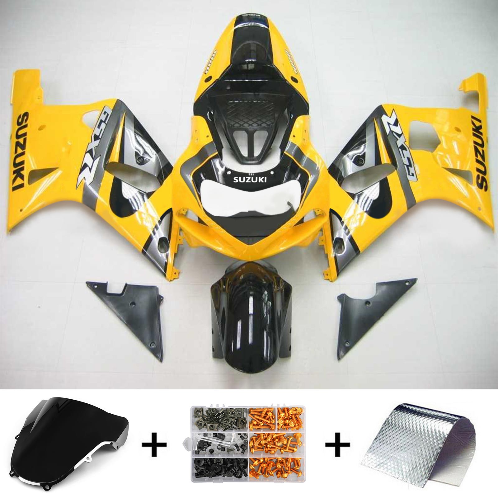 Amotopart Suzuki 2000-2002 GSXR1000 Black Yellow Fairing Kit