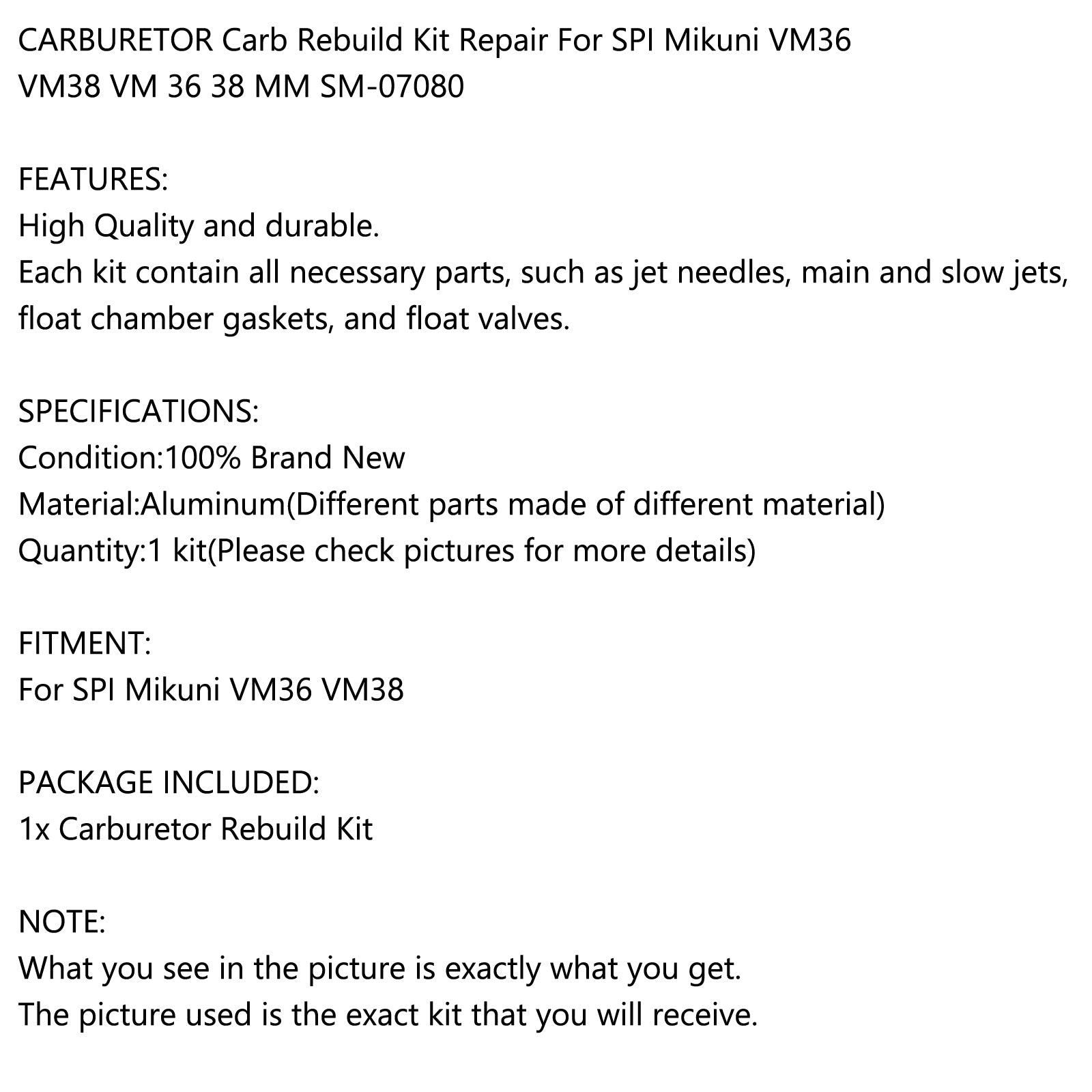 CARBURETOR Carb Rebuild Kit Repair For SPI Mikuni VM36 VM38 VM 36 38 MM SM-07080