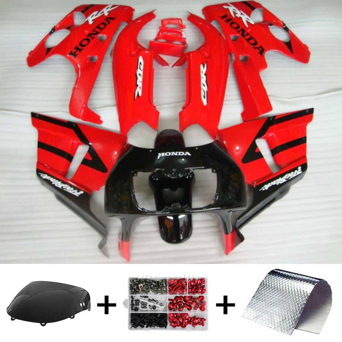 Amotopart 1990-1999 Honda CBR400RR NC29 Kit carena rosso e nero