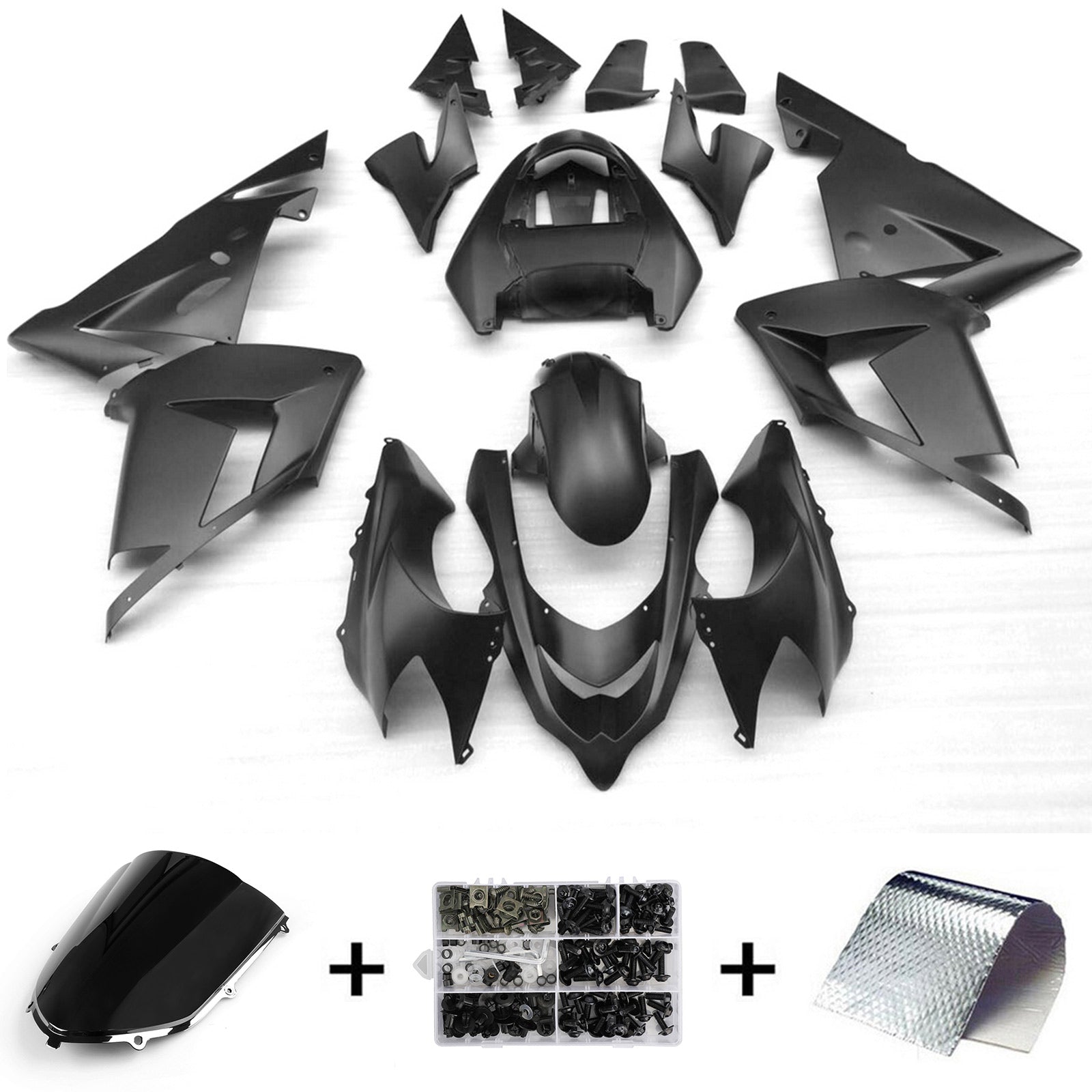 Amotopart 2004-2005 ZX-10R Kawasaki Verkleidungssatz, schwarz