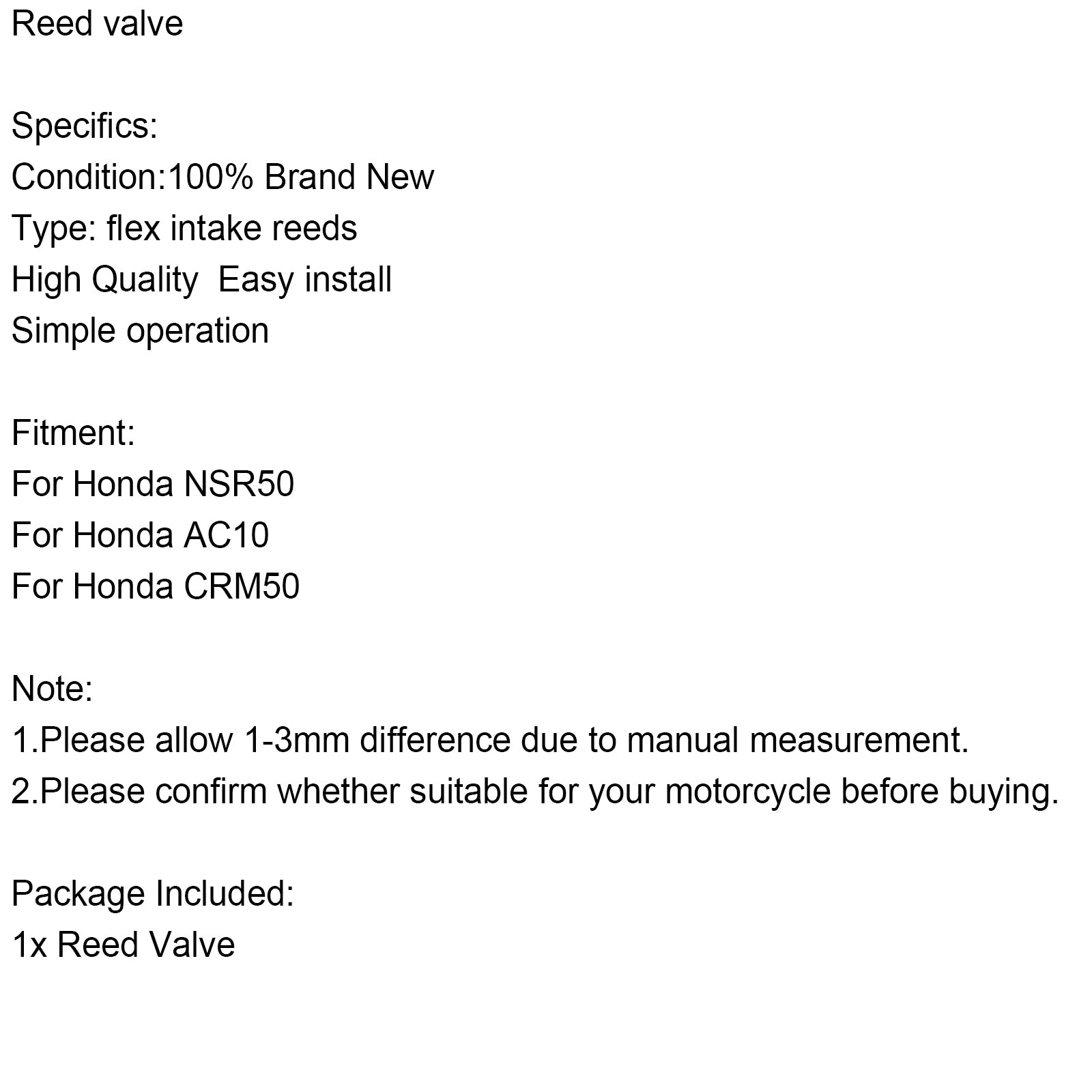 Système de Valve d'admission à roseaux pour système d'air, compatible avec Honda NSR50 AC10 CRM50 générique