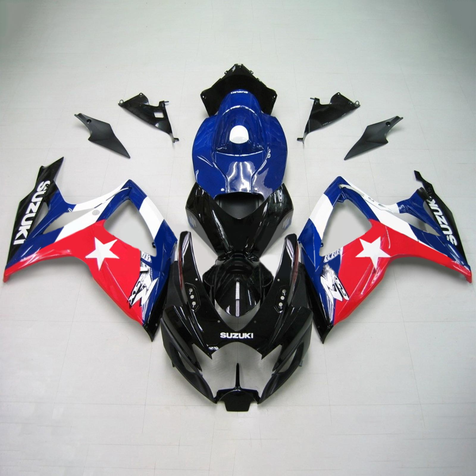Amotopart 2006-2007 Suzuki GSXR 600/750 Blue & Red Star Fairing Kit