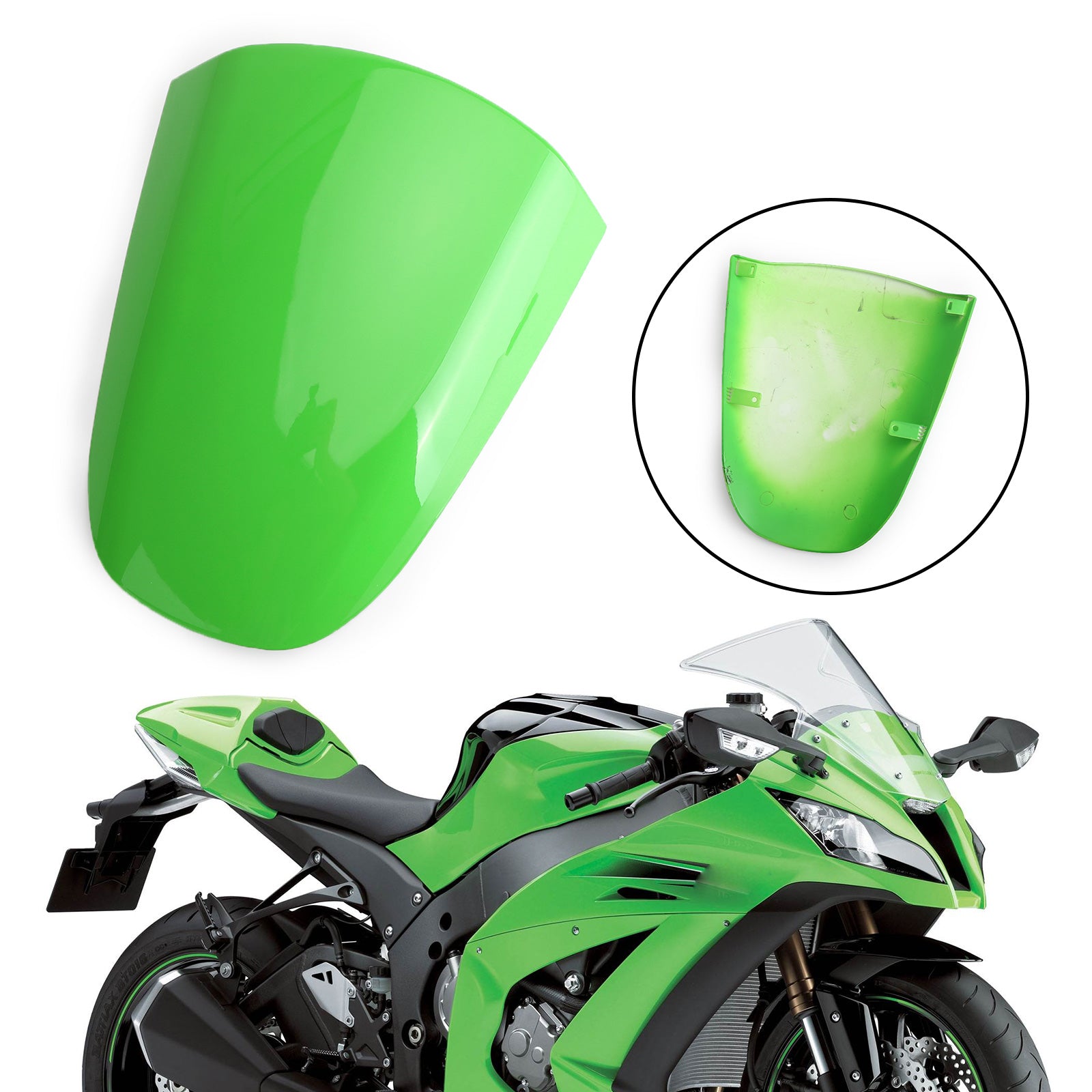 Cubierta de carenado de asiento trasero ABS para Kawasaki Ninja ZX12R 2000-2008, color verde genérico