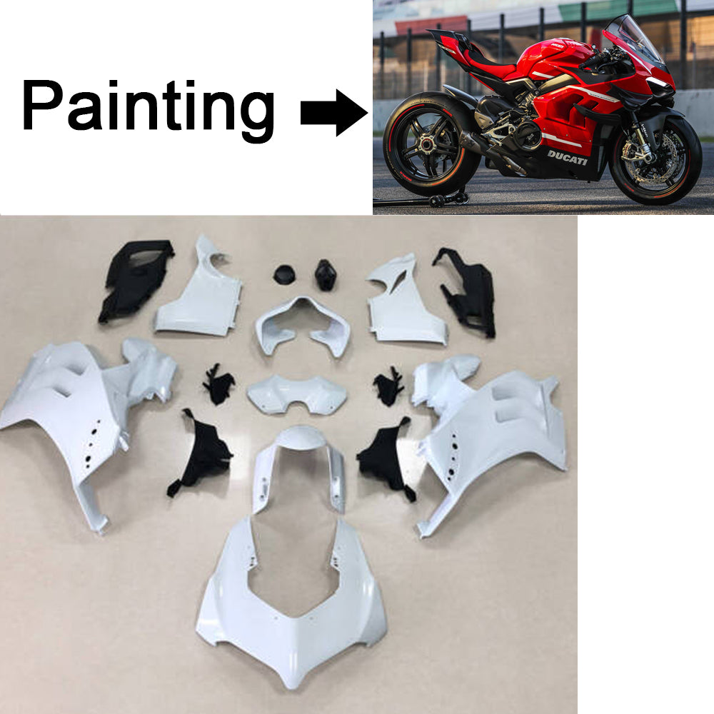 Amotopart Ducati Panigale 20-21 V4/V4S & 21-22 V4SP & 19-22 V4R Blanc avec Kit Carénage Rouge