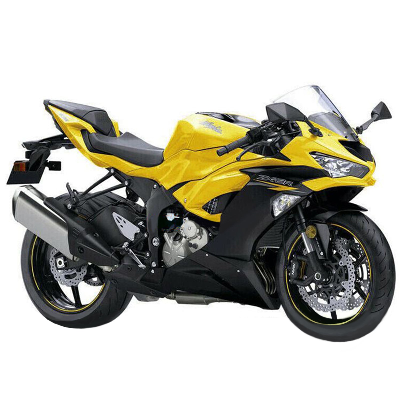 Kit de carénage Amotopart Kawasaki 2019-2023 ZX6R noir jaune