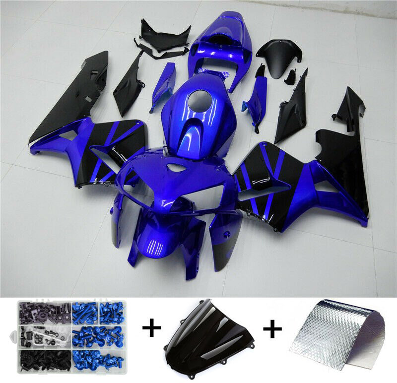 Amotopart 2005-2006 CBR600RR ホンダ フェアリング ブルー ブラック キット