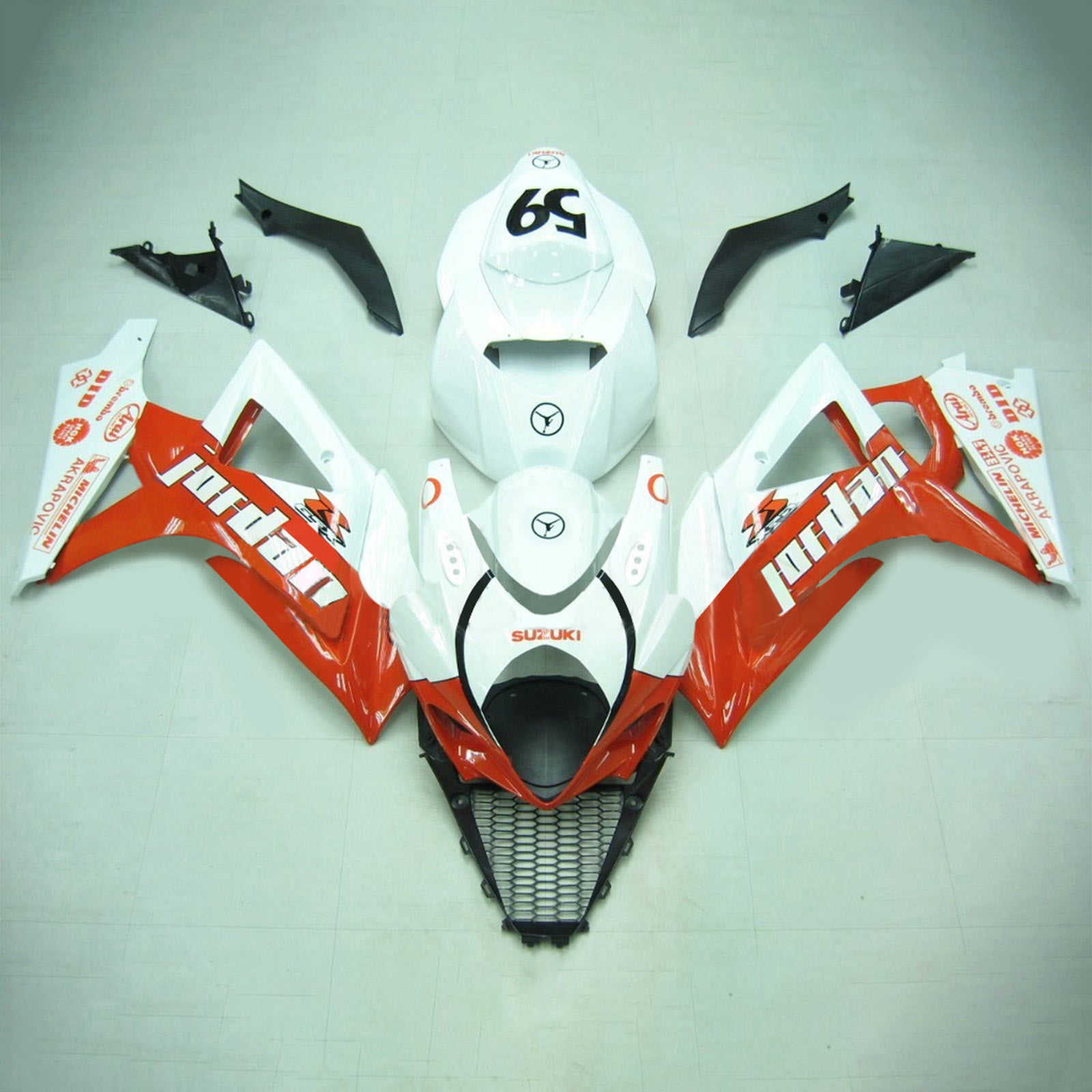 Amotopart 2007-2008 Suzuki GSXR1000 Fairing Jordan White&Red Kit