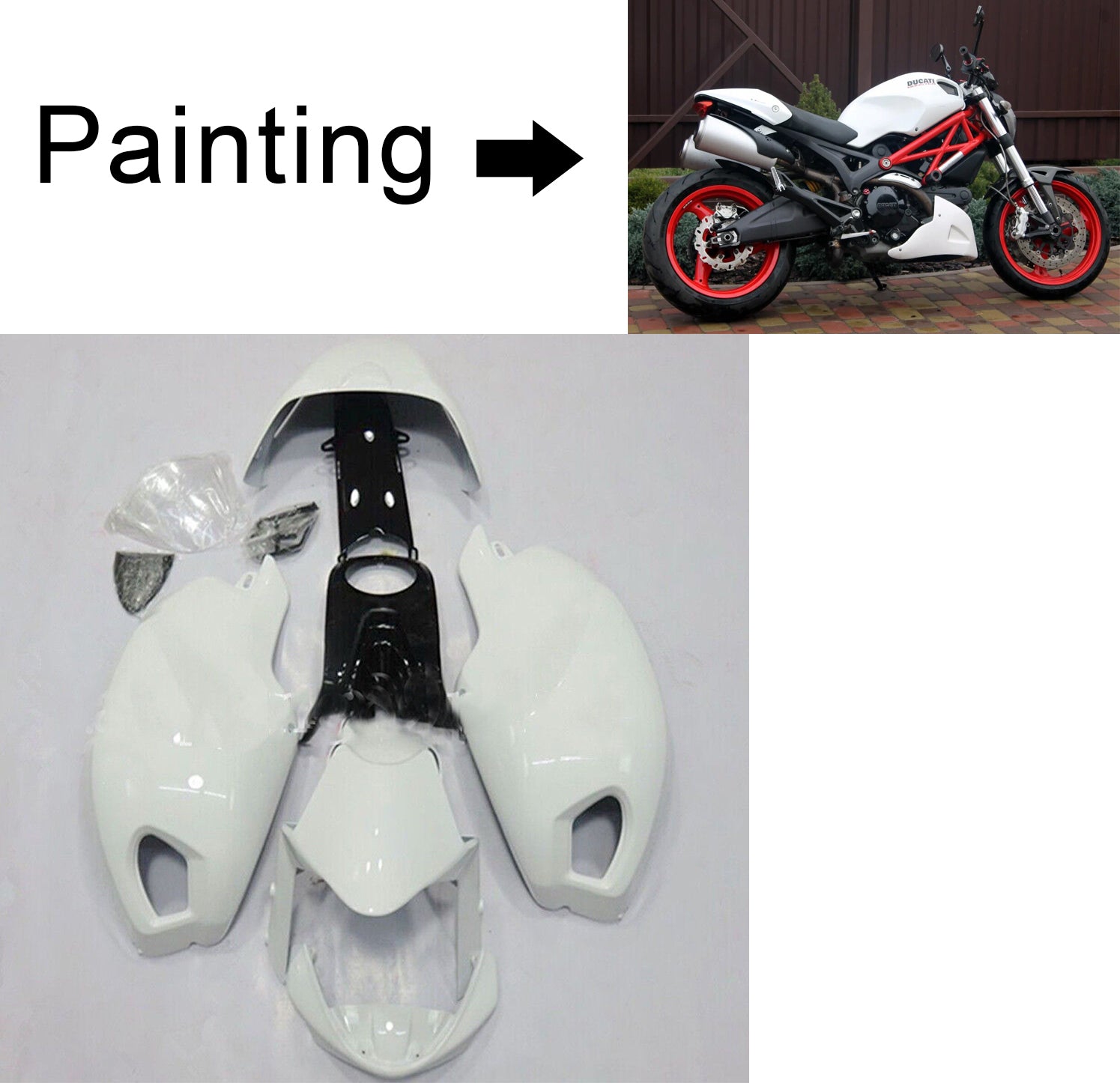 Kit Carenado Amotopart Ducati All Years Monster 696/796/1100 S EVO Blanco