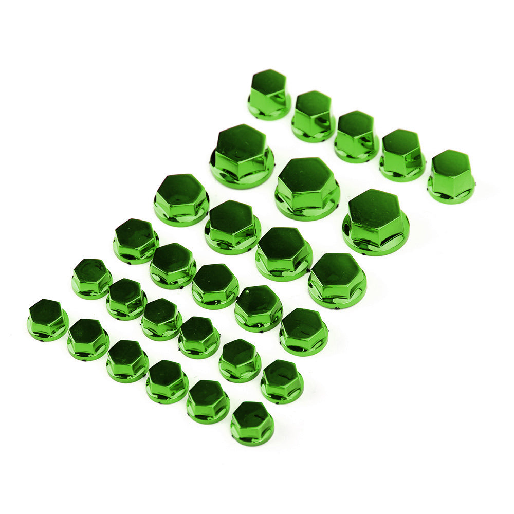 30pcs Motorcycle Green Plastic Hexagon Socket Screw Covers Bolt Nut Cap Cover