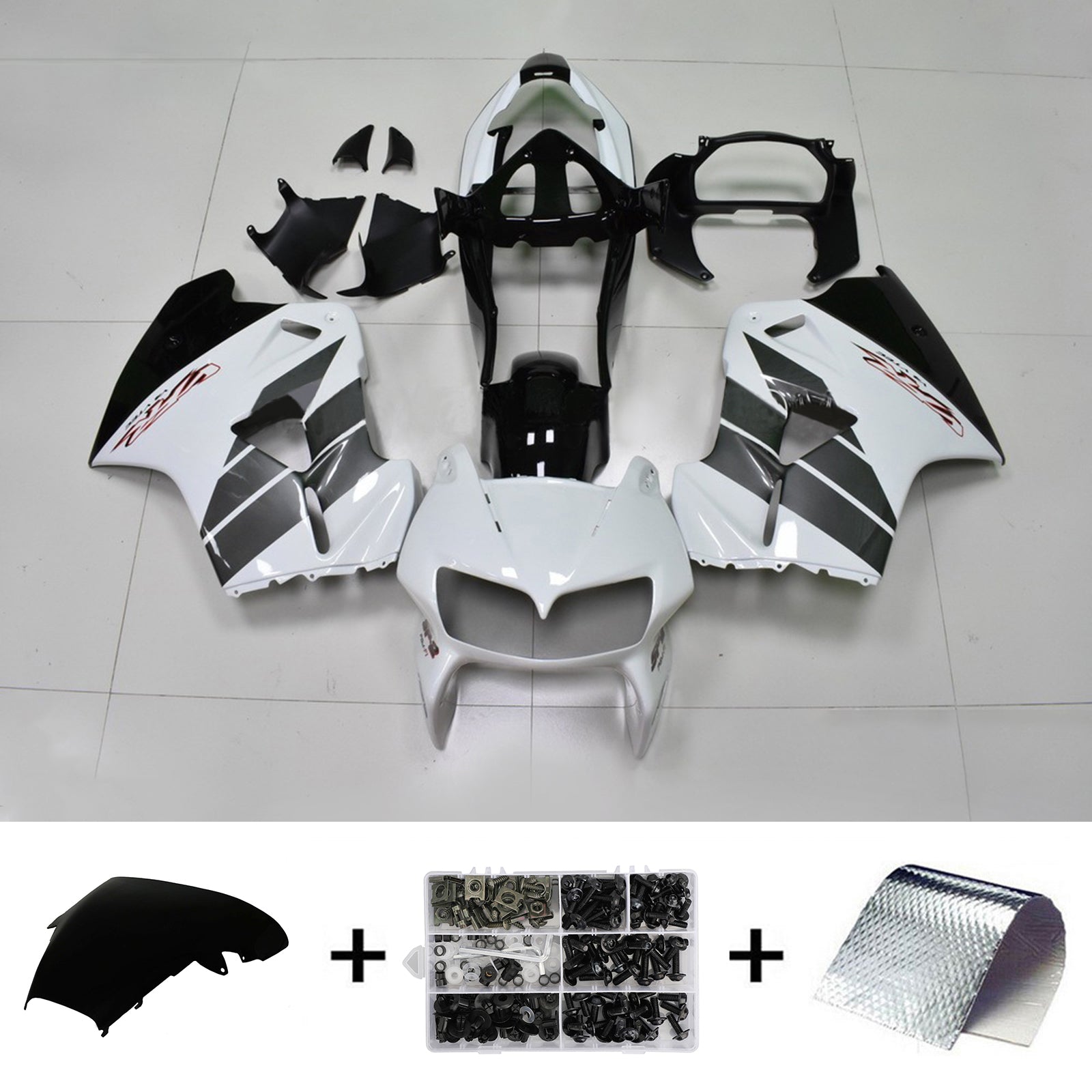 Amotopart 1998-2001 Honda VFR800 Fairing White&Black Kit