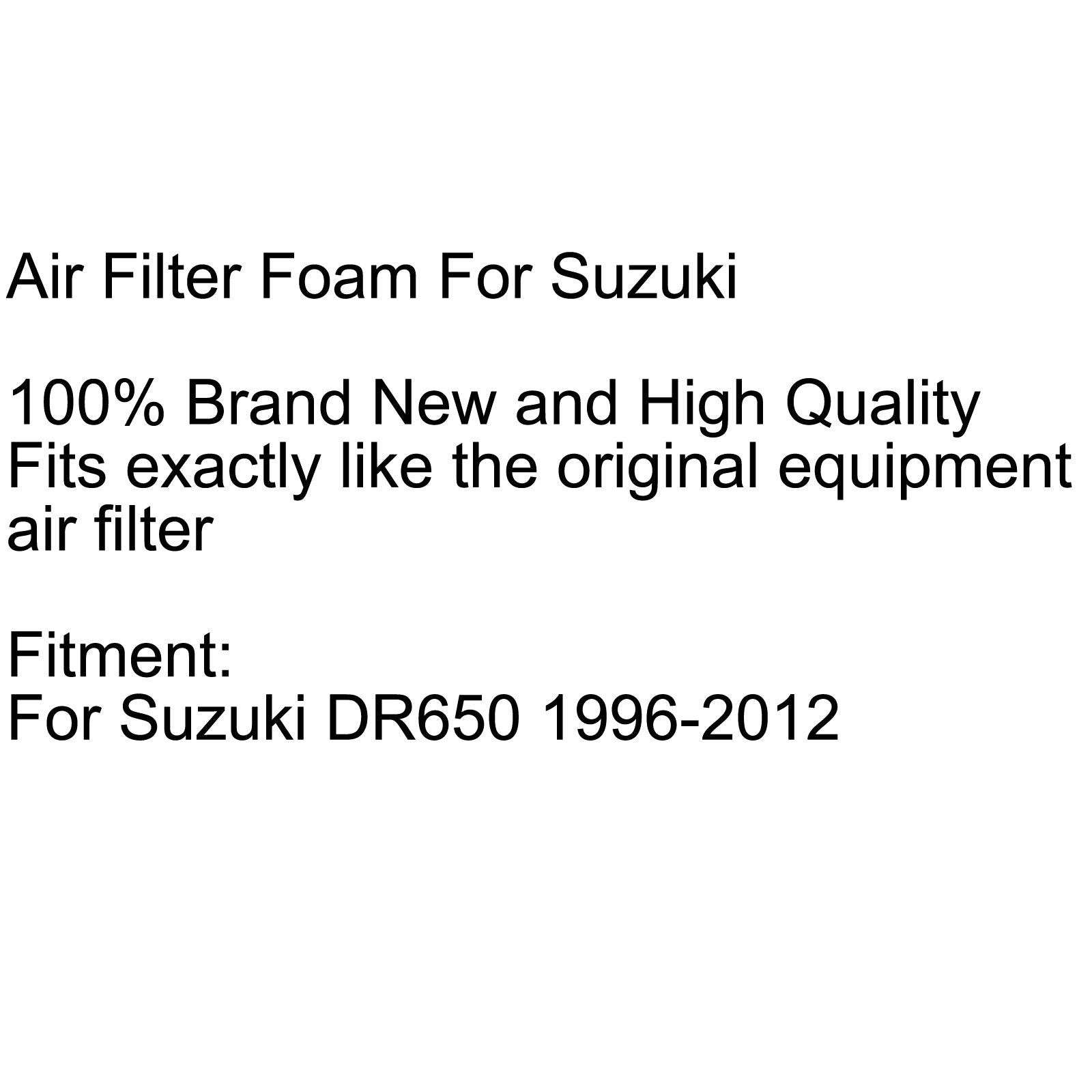 Air Filter Foam For Suzuki DR650 1996-2012 Yellow