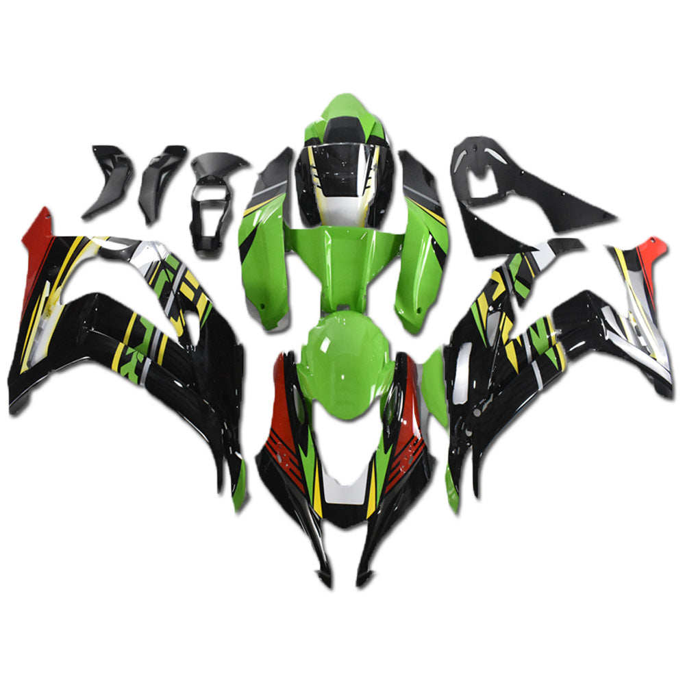 Amotopart 2021-2024 Kawasaki ZX10R ZX10RR Kit de carenado Style2 verde negro