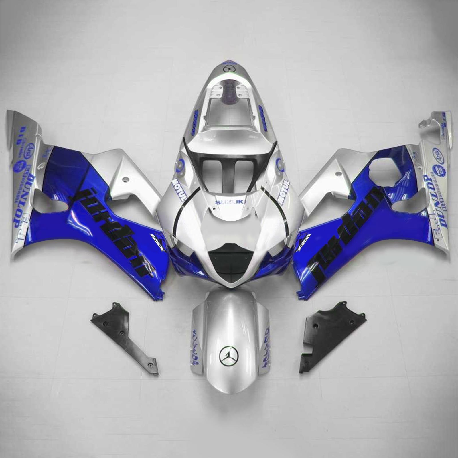 Amotopart Suzuki 2003-2004 GSXR1000 Blue Sliver Fairing Kit
