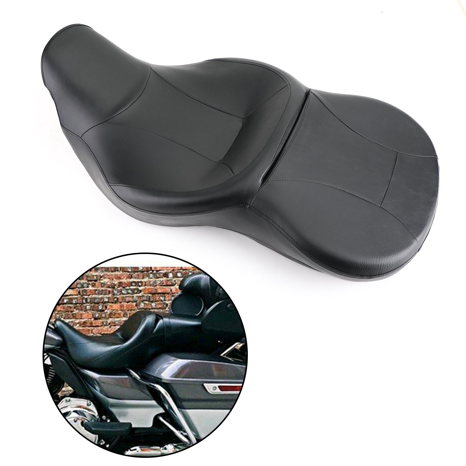 Asiento de pasajero para 2 personas apto para Touring Tri Glide FLHR FLHT FLHX FLTR 09-21 Genérico