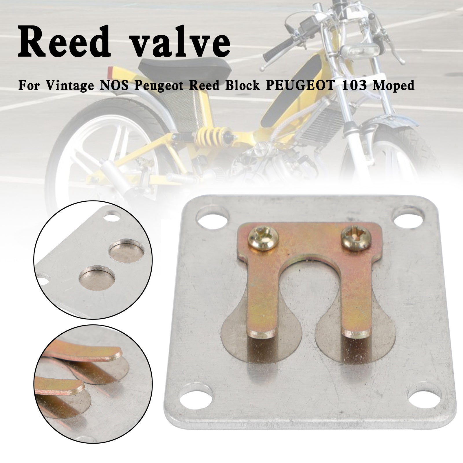 Vintage NOS Peugeot Reed Block Válvula de lengüeta para PEUGEOT 103-SP MOPED 47229 Genérico