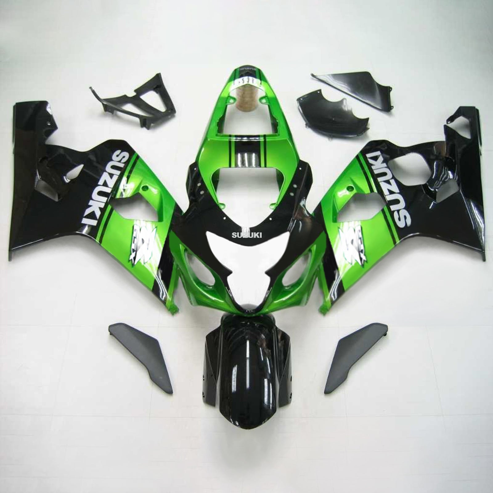 Amotopart Suzuki 2004-2005 GSXR 600/750 Sort med Green Fairing Kit