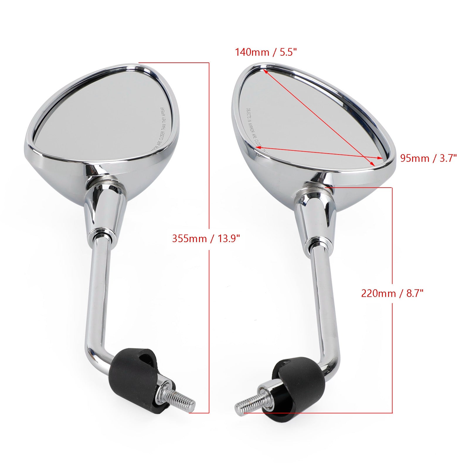 Mirror PAIR Chrome For Vespa GTS HPE, Sprint, Primavera, 50, 125, 150, Elettrica