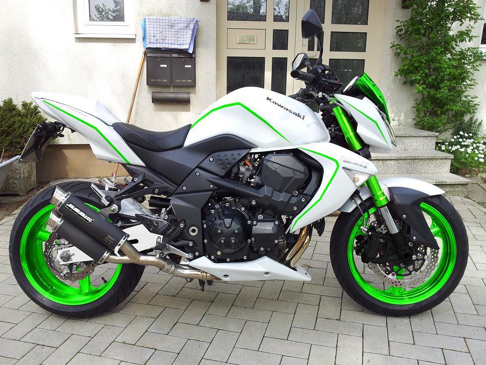 Amotopart 2007-2009 Kawasaki Z1000 Kit de carenado blanco y verde