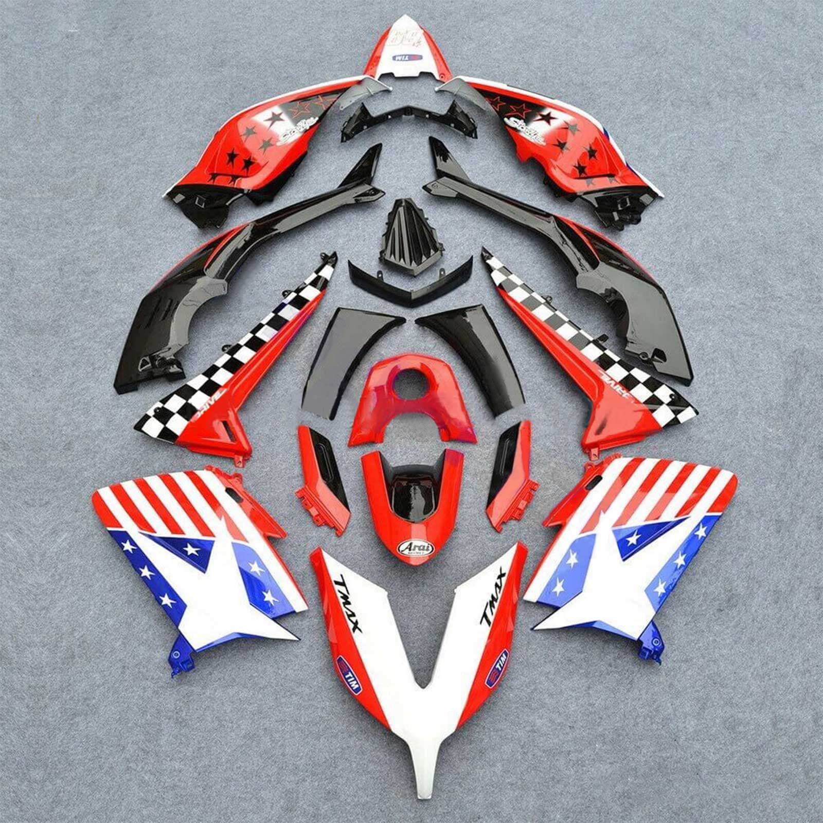 Amotopart 2015-2016 Yamaha T-Max TMAX530 Fairing USA Flag Red&Blue Kit