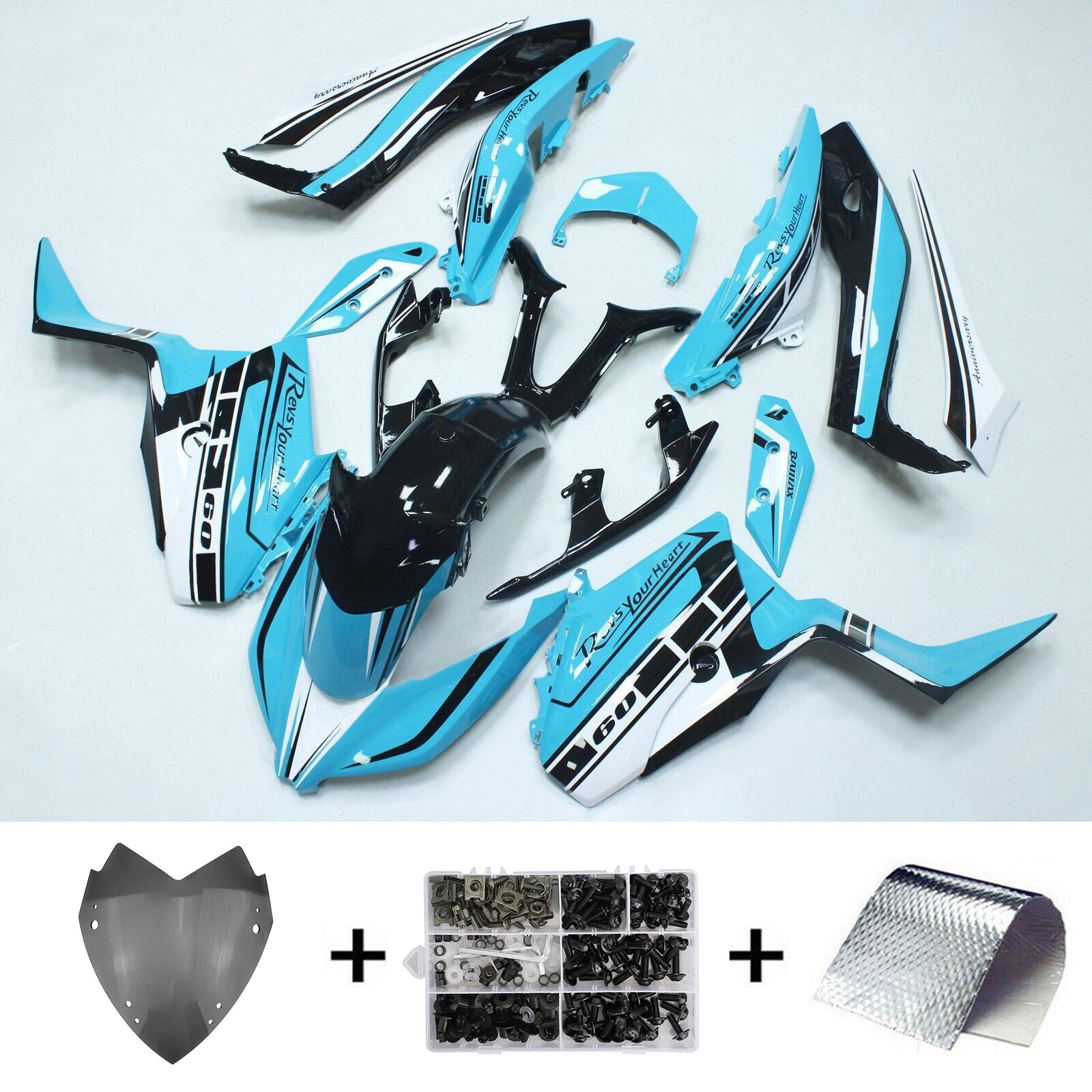 Kit carena Amotopart 2017-2021 Yamaha XMAX300 blu cielo e nero