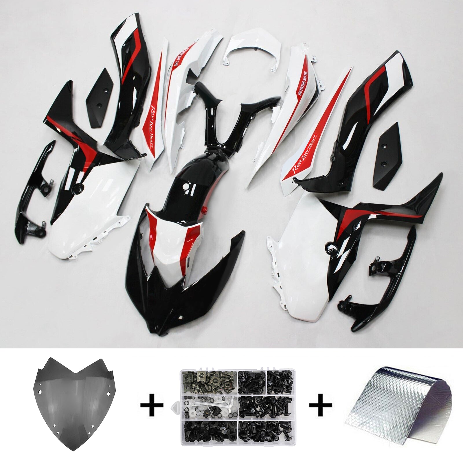 Kit carena Amotopart 2017-2021 Yamaha XMAX300 rosso e nero Style1