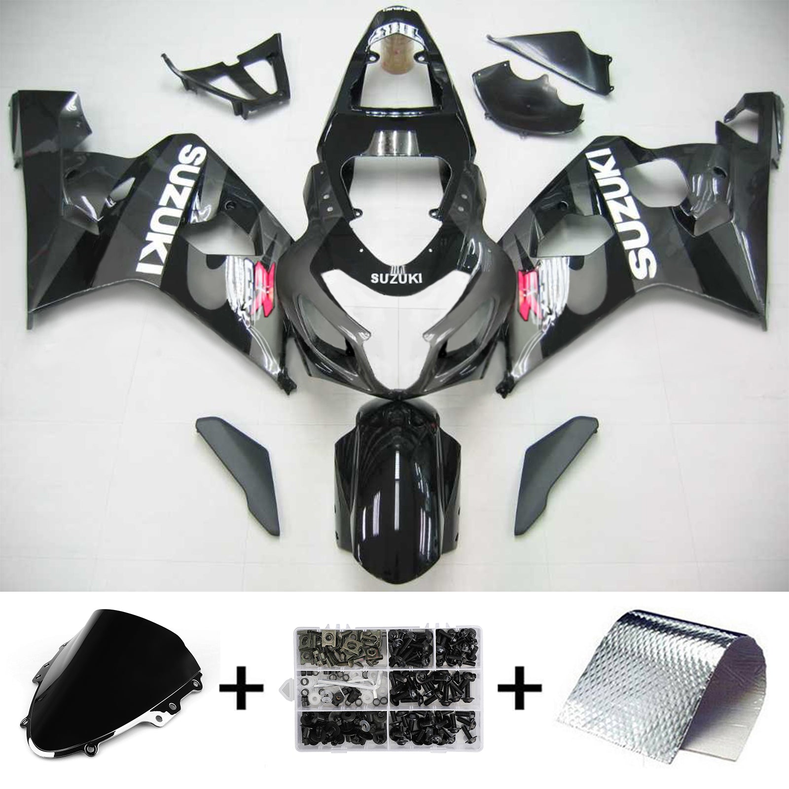 Amotopart Suzuki 2004-2005 GSXR 600/750 Kit de carenagem cinza preto