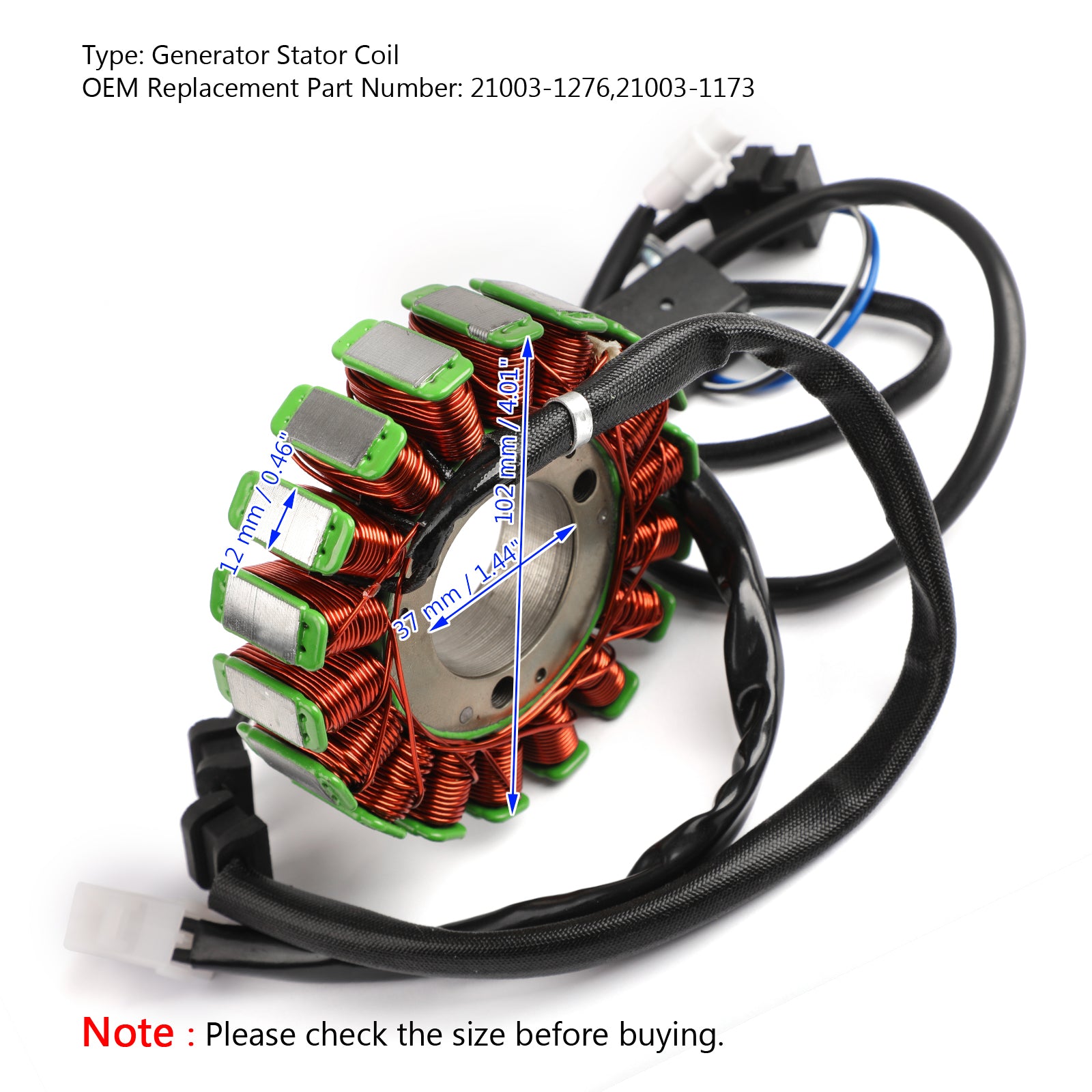 Magneto Generator Stator Coil for Kawasaki 21003-1276 KLF300 Euro 2WD/4WD