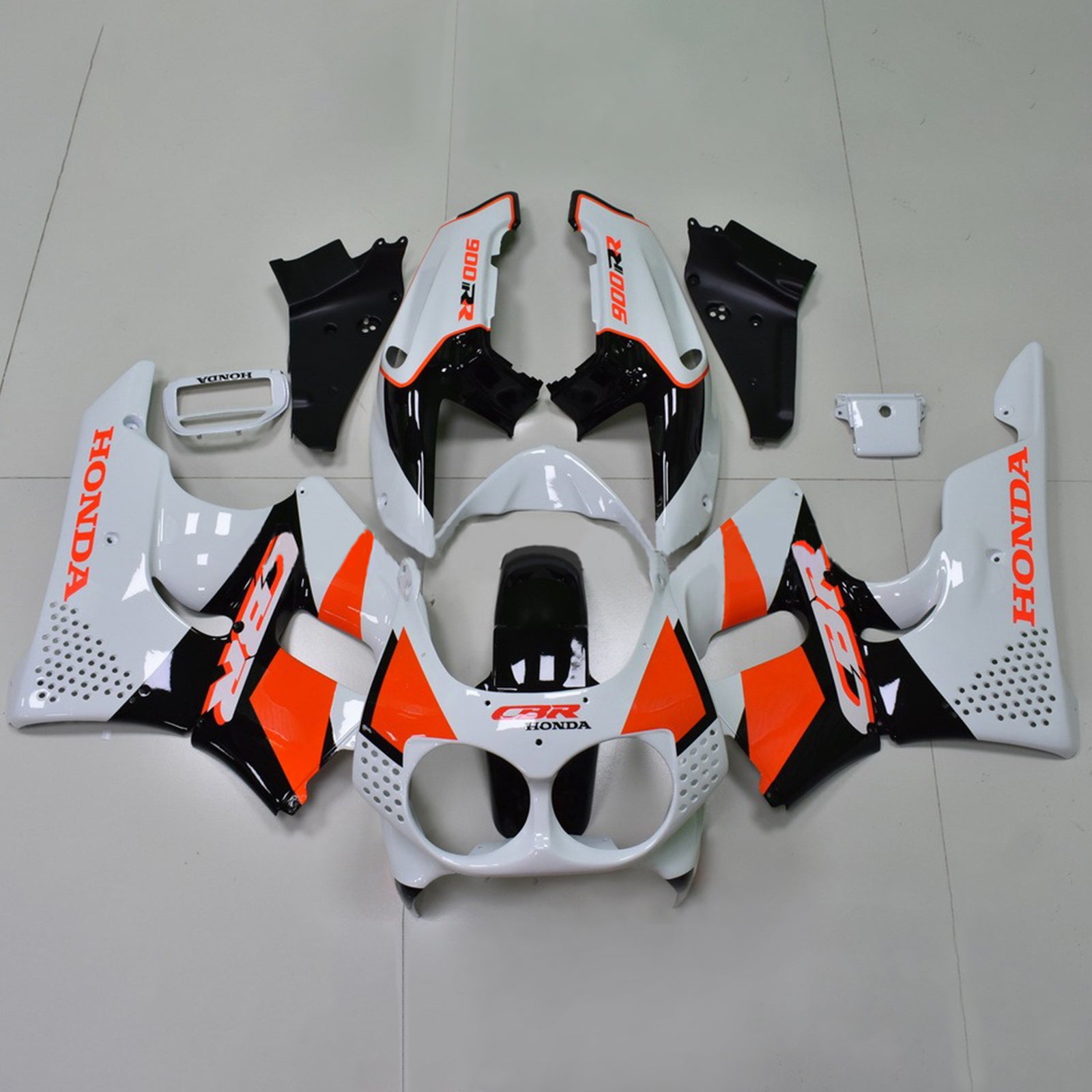 Amotopart 1992-1993 Honda CBR900RR 893 Kit de carénage blanc et orange