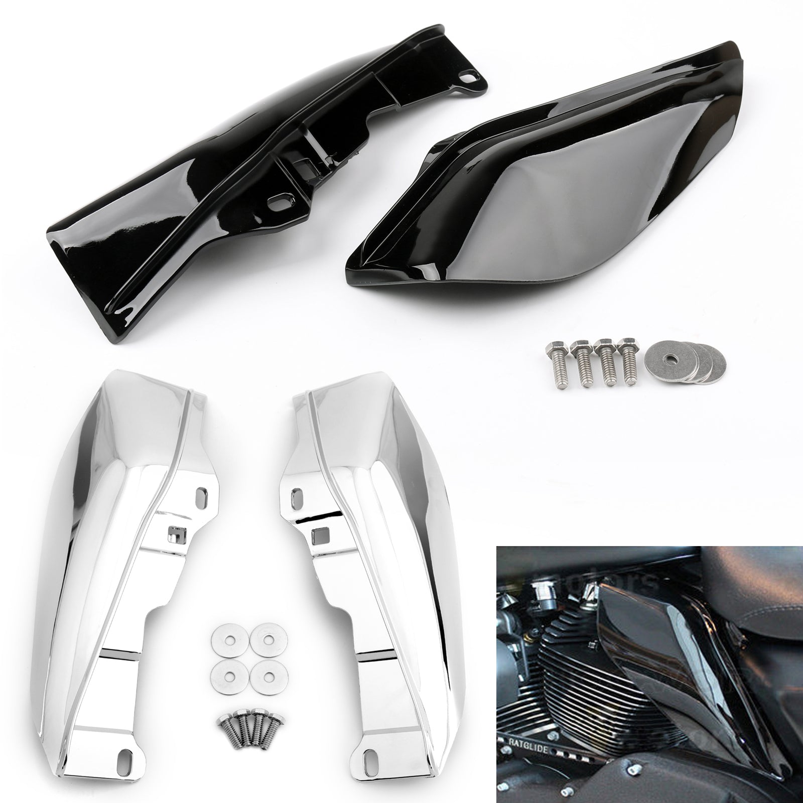 Escudo embellecedor deflector de calor de aire de marco medio negro para Harley Touring Street Glide genérico