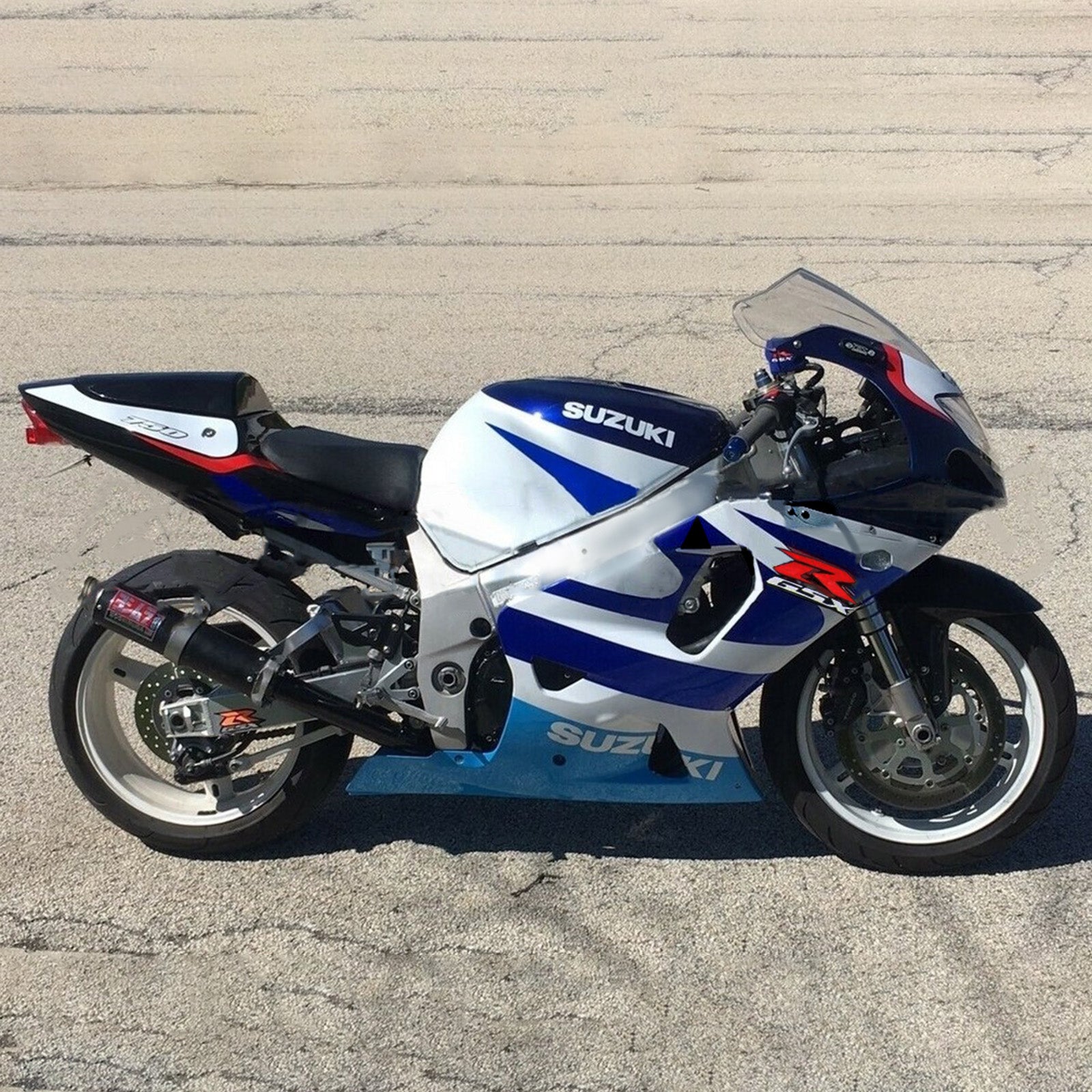 Amotopart Suzuki 01-03 GSXR600 y 00-03 GSXR750 Kit de carenado degradado azul blanco