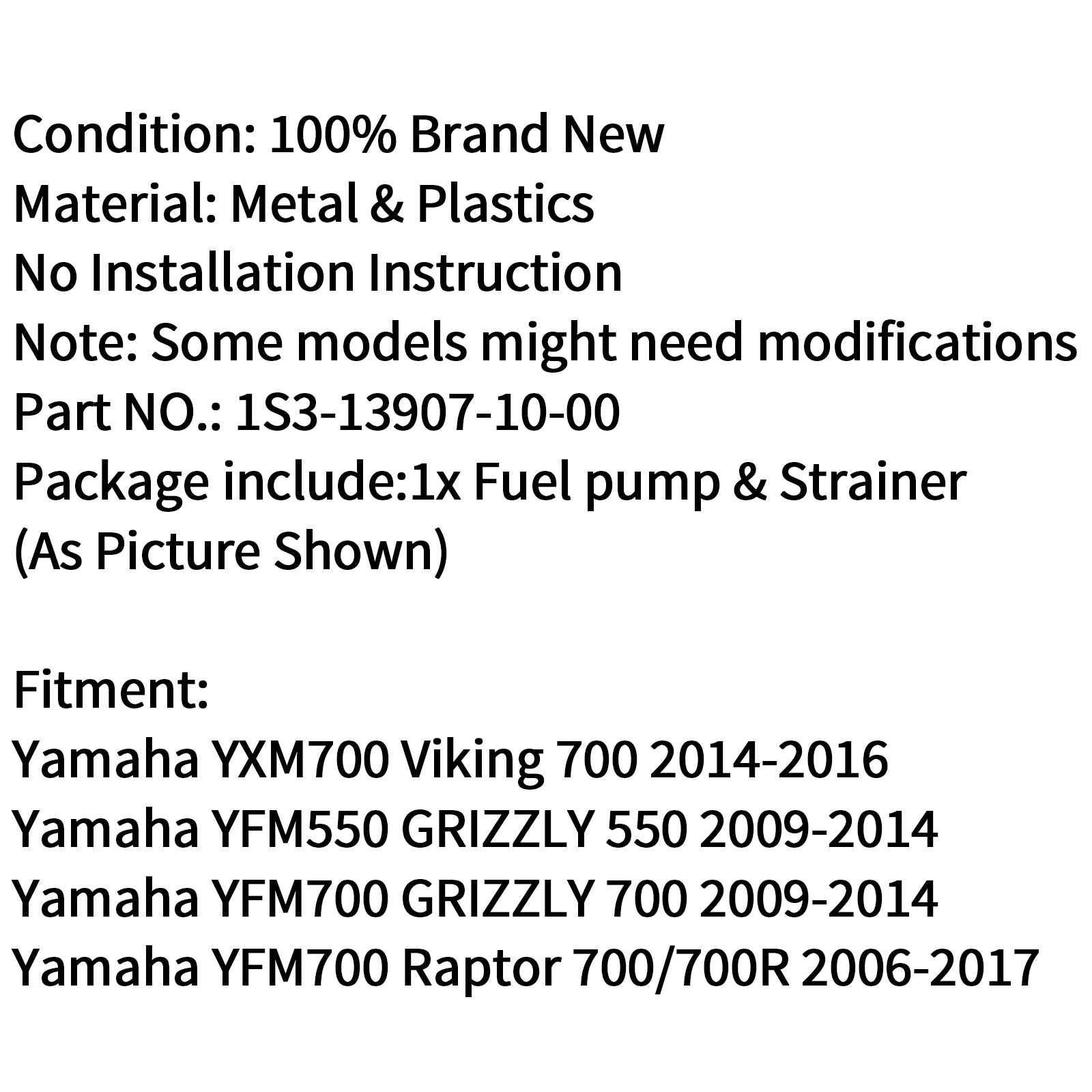 燃料ポンプ & ストレーナーヤマハ YFM700 ラプター 06-17 YXM700 バイキング 700 14-16